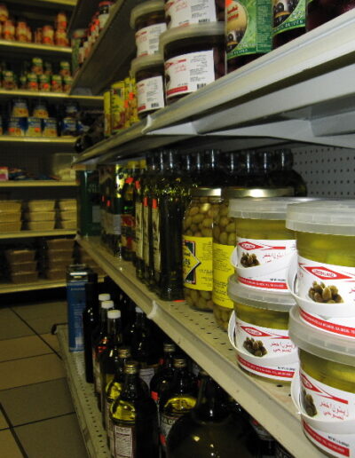 Mediterranean Bakery and Sandwich Atlanta - Store interior - Olives and canned goods